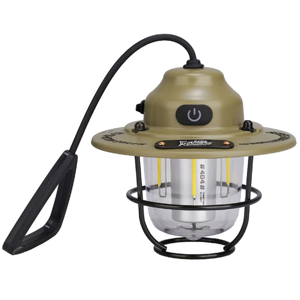 LED Camping Lantern Dimmable Camping Light Type C Charging Retro Camping Light 4 Light Modes IPX4 Waterproof for Fishing Camping
