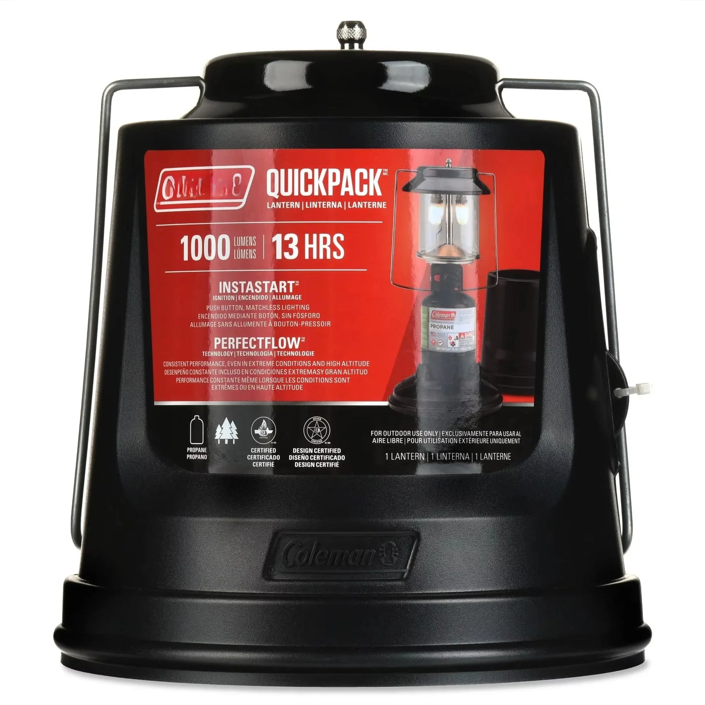 Quick-Pack 810 Lumens 2-Mantle Propane Lantern with Carry Case, Black, Bright Portable Camping Light