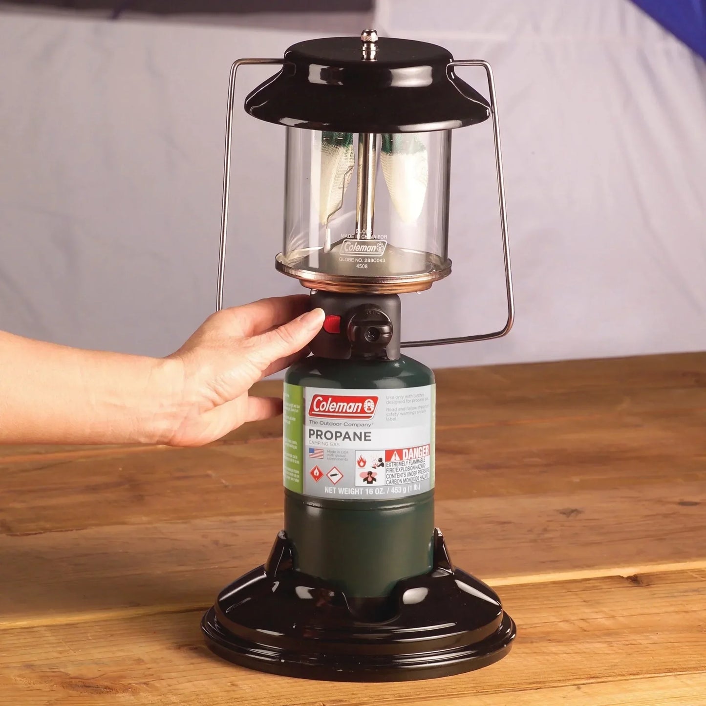 Quick-Pack 810 Lumens 2-Mantle Propane Lantern with Carry Case, Black, Bright Portable Camping Light