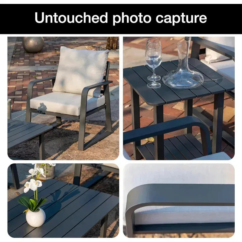 RPD4-Qoutdoor furniture 5 piece. swivel rocking chairs. all weather outdoor aluminum sofa. patio bistro set for PA