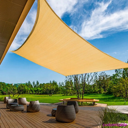 Sun Shade Sail Curved 20'X26' Sand Rectangle Outdoor Shade Cover UV Blovk Canopy for Patio Garden Backyard Heavy Duty Permeable