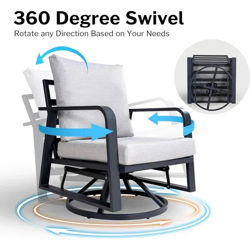 RPD4-Qoutdoor furniture 5 piece. swivel rocking chairs. all weather outdoor aluminum sofa. patio bistro set for PA