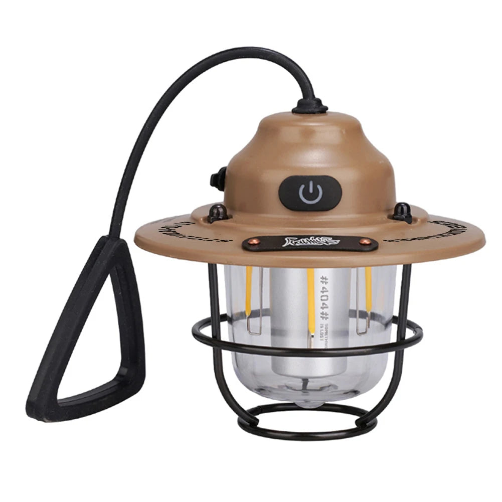 LED Camping Lantern Dimmable Camping Light Type C Charging Retro Camping Light 4 Light Modes IPX4 Waterproof for Fishing Camping