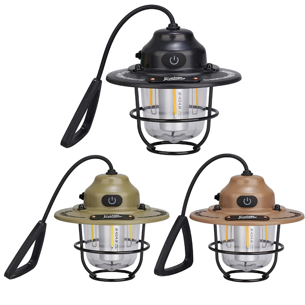 LED Camping Lantern Dimmable Camping Light Type C Charging Retro Camping Light 4 Light Modes IPX4 Waterproof for Fishing Camping