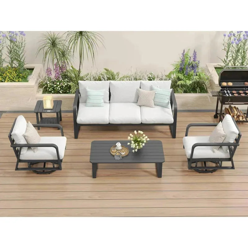 RPD4-Qoutdoor furniture 5 piece. swivel rocking chairs. all weather outdoor aluminum sofa. patio bistro set for PA
