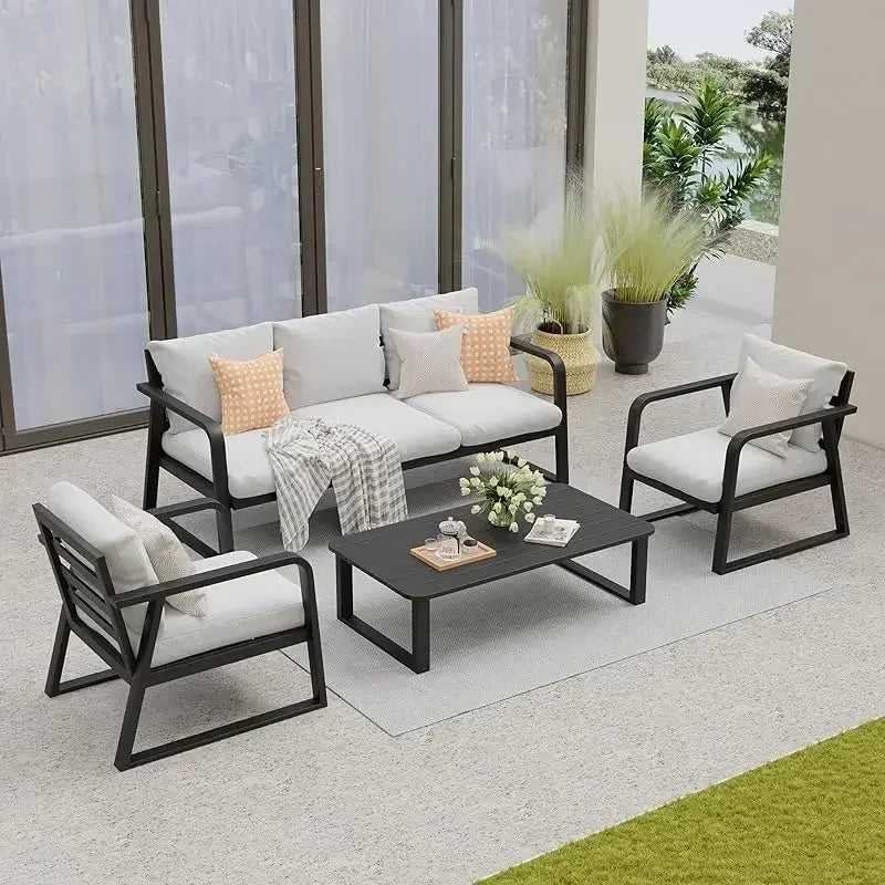 RPD4-Qoutdoor furniture 5 piece. swivel rocking chairs. all weather outdoor aluminum sofa. patio bistro set for PA