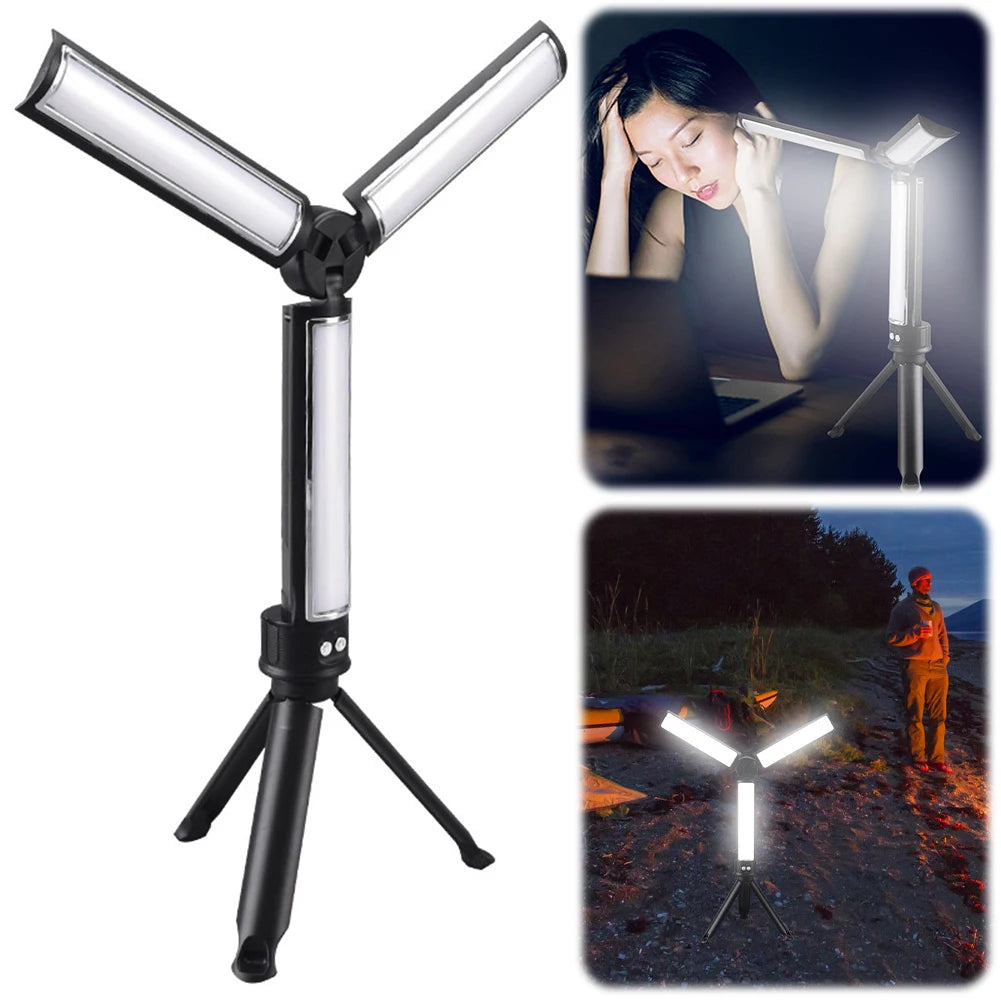 LED Work Light with Tripod Camping Light 3 Brightness Tent Lantern Camping Lantern for Hiking Fishing
