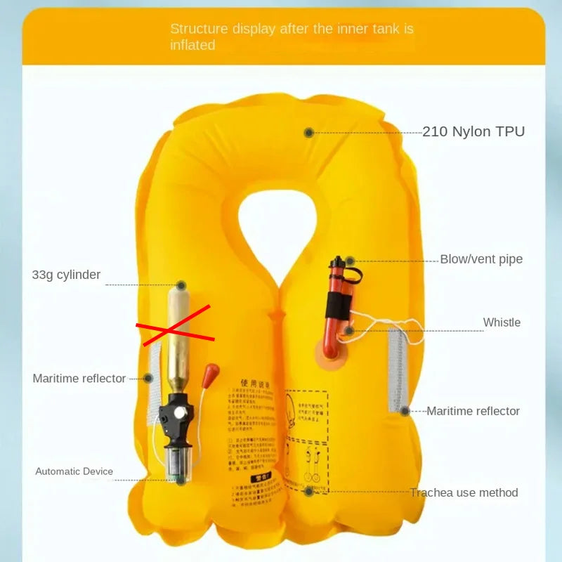 New Adult Inflatable Luya Fishing Life Jacket, Fast Auto Manual Inflatable Emergency Rescue Buoyancy Vest for Outdoor Swimming