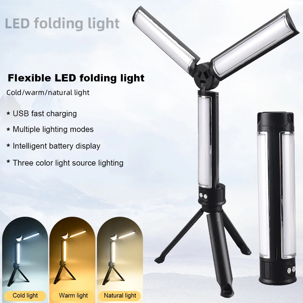 LED Work Light with Tripod Camping Light 3 Brightness Tent Lantern Camping Lantern for Hiking Fishing