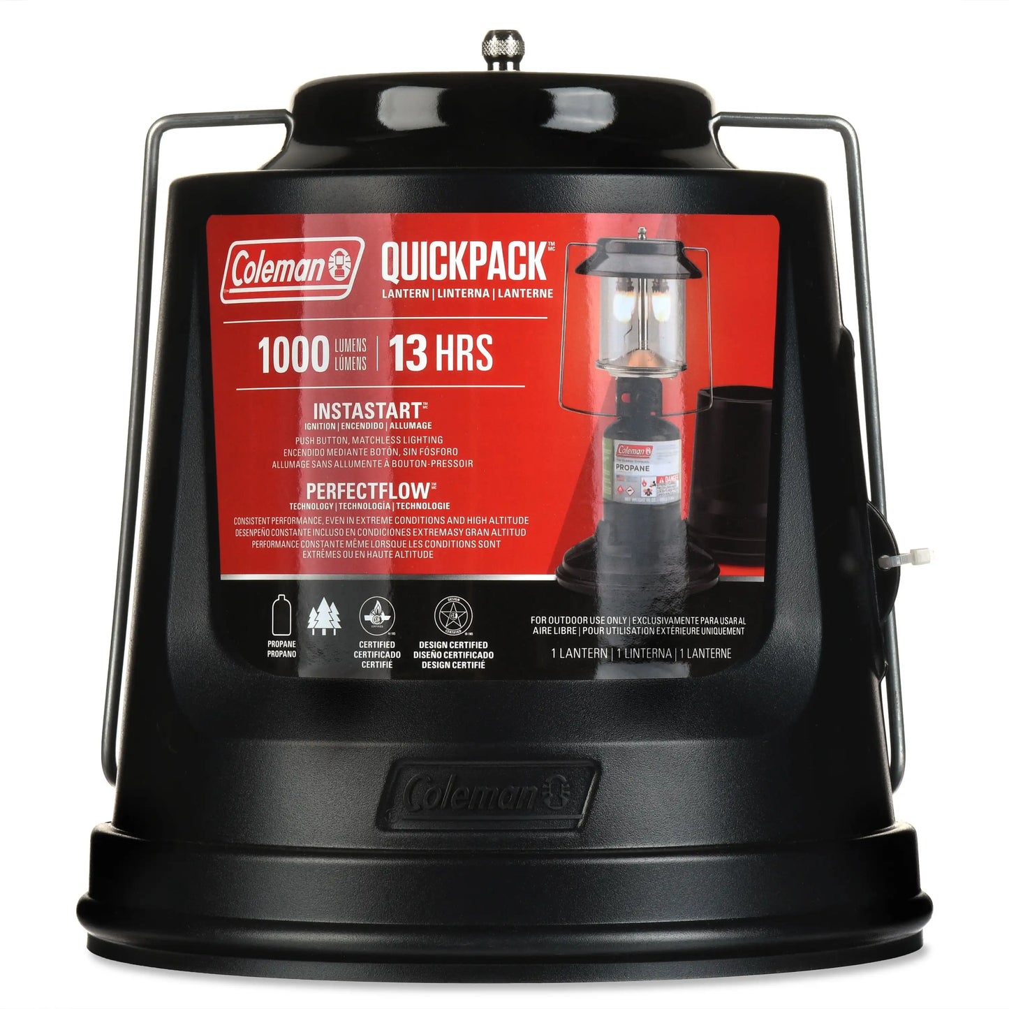 Quick-Pack 810 Lumens 2-Mantle Propane Lantern with Carry Case, Black, Bright Portable Camping Light