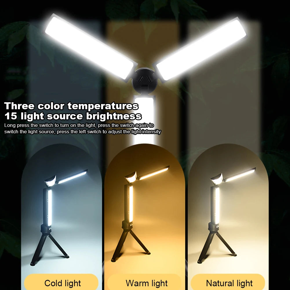 LED Work Light with Tripod Camping Light 3 Brightness Tent Lantern Camping Lantern for Hiking Fishing